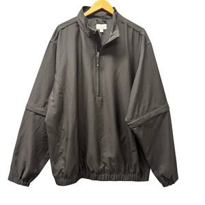 Cutter & Buck Jacket Mens XLT Black Convertible Windbreaker Golf 1/2 Zip WindTec